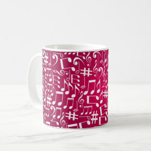 Caneca De Café Vinho Tinto Rico com Notas Musicais Dançantes