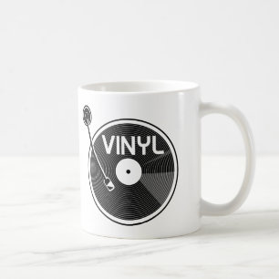 Caneca De Café Vinil Record Turntable Black and White