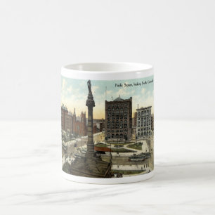 Caneca De Café Vintage 1910 de Cleveland Ohio da praça pública