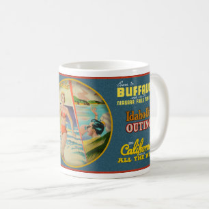 Caneca De Café VINTAGE 1930-40s VIAGEM USA THEME