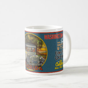 Caneca De Café VINTAGE 1930-40s VIAGEM USA THEME