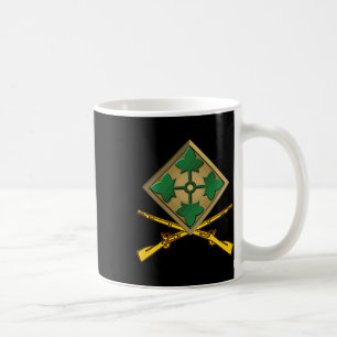 Caneca De Café Vintage 4ª Divisão de Infantaria Pequeno Logotipo 