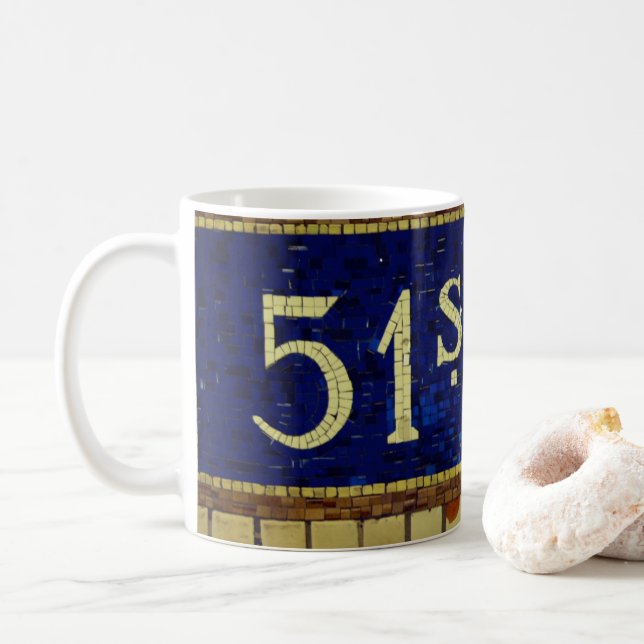 Caneca De Café Vintage 51rua Street, Manhattan, NYC (Com Donut)