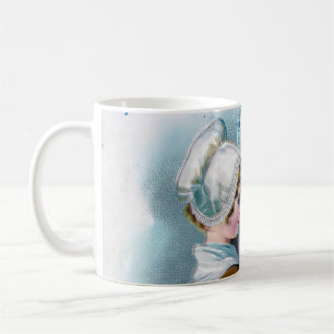 Caneca De Café Vintage Ação de Graças Saudação a Pilgrim Girl Ba