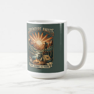 Caneca De Café Vintage Adventure Awaits Retro Mountain