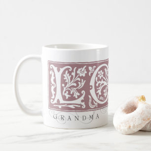 Caneca De Café Vintage Alphabet Love Grandma Monograma