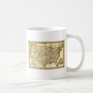 Caneca De Café Vintage Antigo mapa geral dos EUA