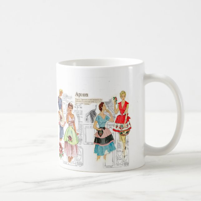 Caneca De Café Vintage Apron Sewing Pattern Mug (Direita)