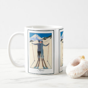 Caneca De Café Vintage Art Deco, Amantes na neve por George Barbi