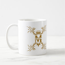 Caneca De Café Vintage Art Deco Nome Monograma do Ouro