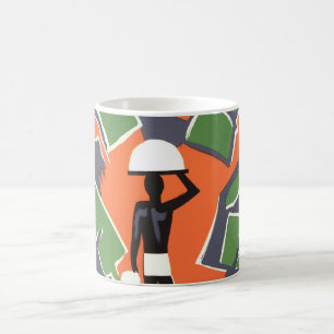 Caneca De Café Vintage Art Deco Viagem, Nativo na Selva Africana