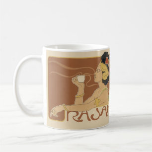 Caneca De Café Vintage Art Nouveau Cafe Rajah, Lady com Café