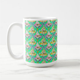 Caneca De Café Vintage Art Nouveau Floral Watercolor Pattern Mug