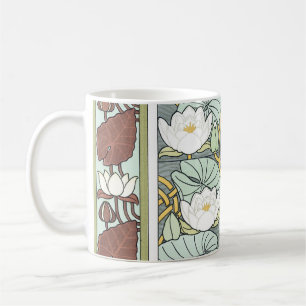 Caneca De Café Vintage Art Nouveau, Flores de Jardim Waterlily
