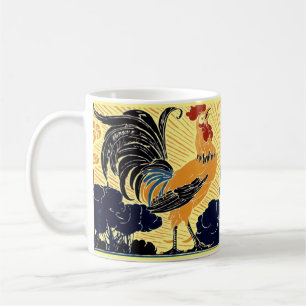 Caneca De Café Vintage Art Nouveau Manning Sun Rooster Coffee Mug