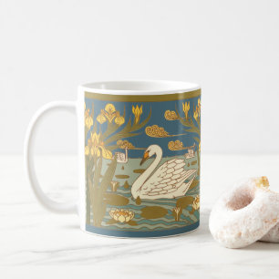 Caneca De Café Vintage Art Nouveau Swans & Irises Frieze