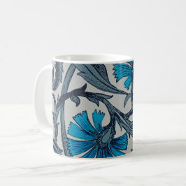 Caneca De Café vintage, artesanatos de flores antigas e azuis