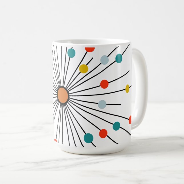Caneca De Café Vintage Atômico Ponto Retro (Frente Esquerda)