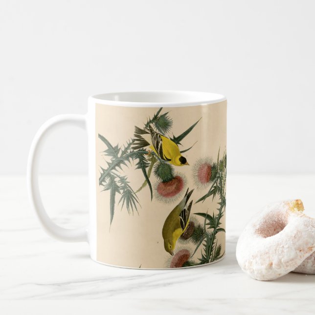 Caneca De Café Vintage Audubon American Goldfinch Pird  (Com Donut)