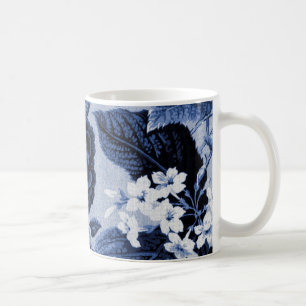 Caneca De Café Vintage azul Toile floral No.1 da pervinca