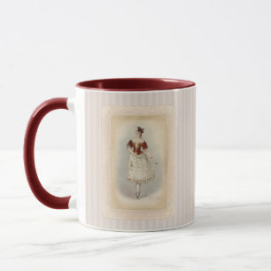 Caneca de Café Vintage Bailarina Vermelho Suave e 