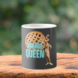Caneca De Café Vintage Baking Queen na Cinza