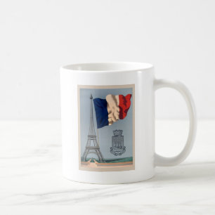 Caneca De Café Vintage Bandeira Nacional Francesa e Torre Eiffel