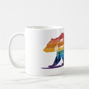 Caneca De Café Vintage Bear Vida Selvagem – Silhueta de Floresta