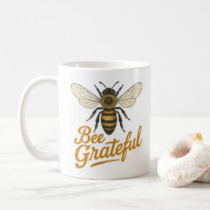 Caneca De Café Vintage Bee Grateful Nature Trabalho de arte