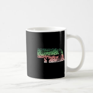 Caneca De Café Vintage Big Fly Rainbow Trout de Nebraska Map Fly 