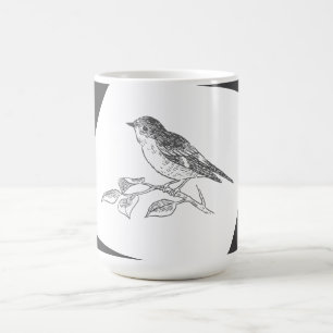 Caneca De Café Vintage Bird Black E White