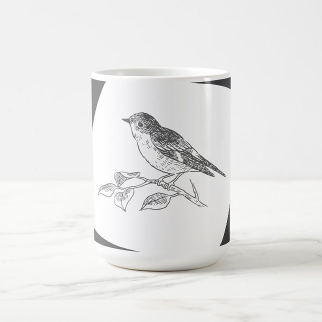 Caneca De Café Vintage Bird Black E White (Centro)