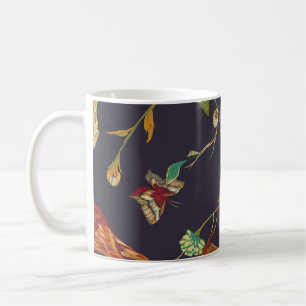Caneca De Café Vintage Bird, Butterfly, Embroidery Watercolor.