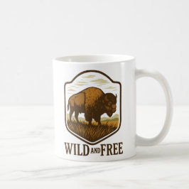 Caneca De Café Vintage Bison Trabalho de arte selvagem e livre