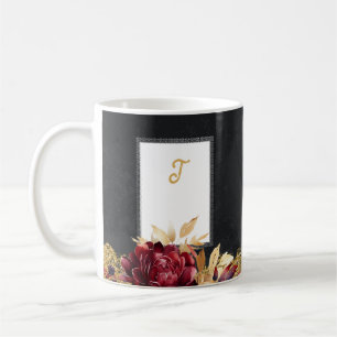 Caneca De Café Vintage Black Dourado Watercolor Proep Floral Inic