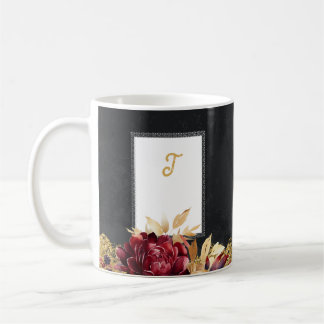 Caneca De Café Vintage Black Dourado Watercolor Proep Floral Inic