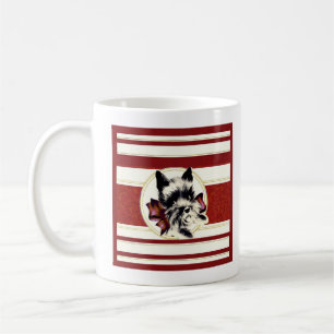 Caneca De Café Vintage Black Scottish Terrier on red mug