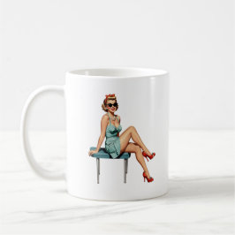 Caneca De Café Vintage Blona Pinup Girl in Sunglass Mug