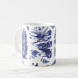 Caneca De Café Vintage Blue Country Pastoral Toile Café
