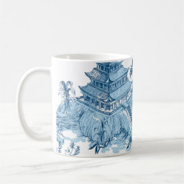 Caneca De Café Vintage Blue e White Pagoda Chinoiserie