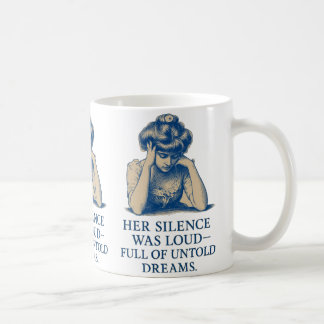 Caneca De Café Vintage Blue Ink Portrait – “Her Silence Was Loud”