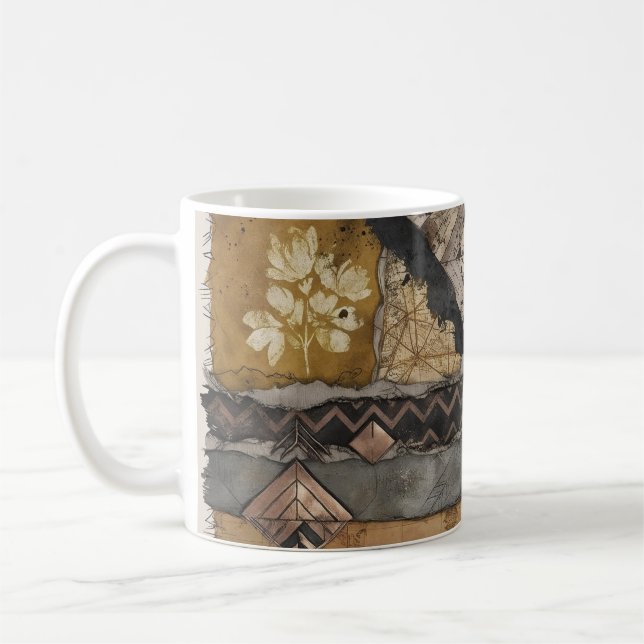 Caneca De Café Vintage Boho Abstrato Mug (Esquerda)