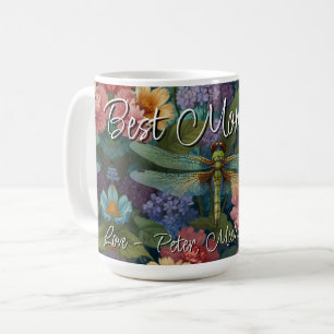 Caneca De Café Vintage boho chic floral jardim libélula pastel 