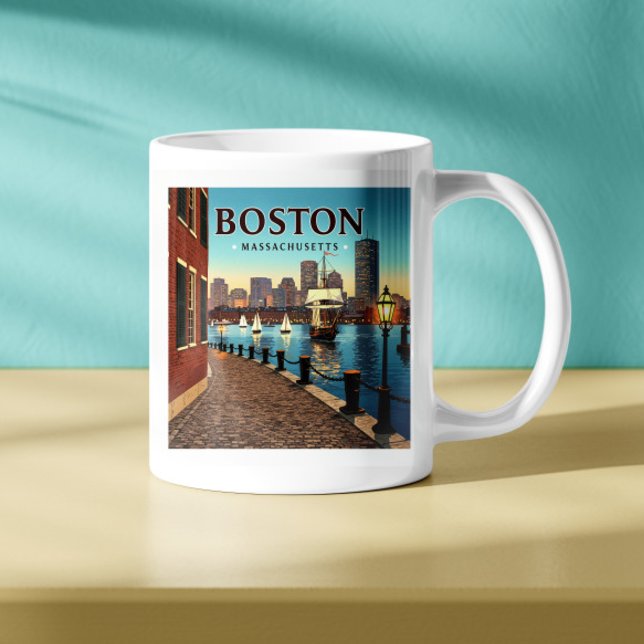Caneca De Café Vintage Boston Massachusetts (Criador carregado)