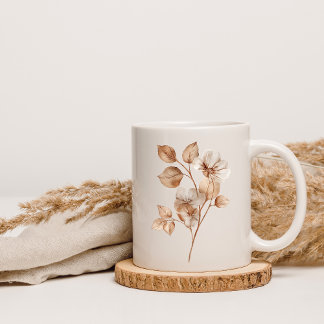 Caneca De Café Vintage Botanical Bloom – Watercolor Floral Mug