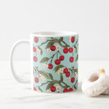Vintage Botanical Cherries Padronização de Mug Cer