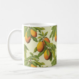 Caneca De Café Vintage Botanical Mango Patterno Cerâmico
