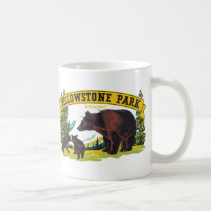 Caneca De Café Vintage Brown Bears no Parque Nacional de Yellowst