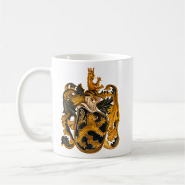 Caneca De Café Vintage Brown e Dourado Leo Casaco de Armas
