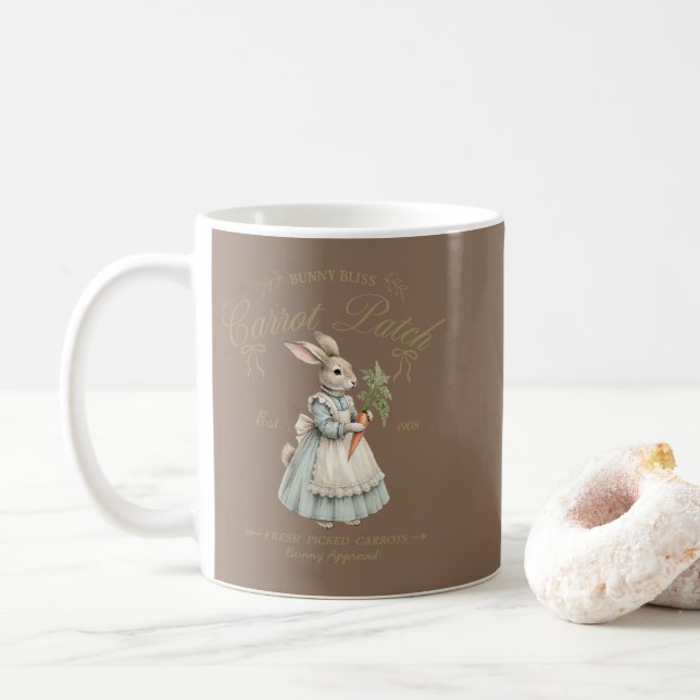 Caneca De Café Vintage Bunny Carrot Patch  (Com Donut)